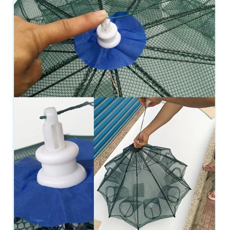 4구 자동 접이식 낚시 그물 나일론 새우 게 미노우 덫 물고기 캐스팅 그물 낚시 도구, 4구