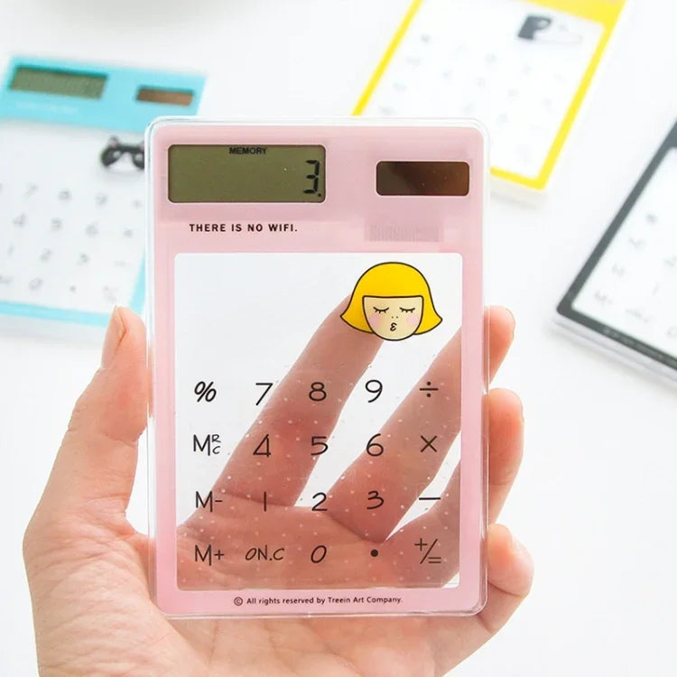 8자리 LED 화면 계산기 투명 터치 패드 및 태양광 패널 포함, 무작위 색상 배송, 8자리 계산기