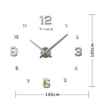 침실용 홈 장식 거울 숫자 무테 대형 3D DIY 벽 스티커 무음 시계, 크기: 100*100cm, 3M005 (블랙), 3M005 (골드), 3M005 (실버)