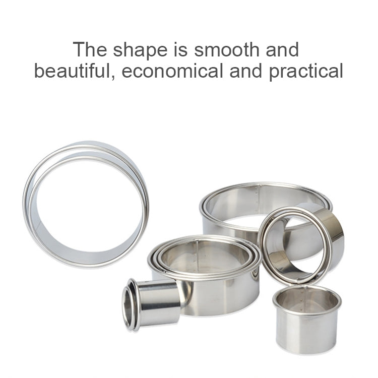 12개 세트 스테인리스 스틸 원형 커팅 몰드 무스 케이크 도넛 베이킹 도구, 원형(12개 세트)