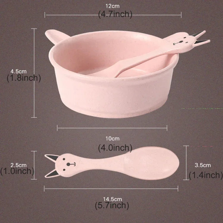 Balcherlam 아기 밀 이삭 재료 그릇 + 숟가락 키트, 무작위 색상 배송, 그릇 + 숟가락 키트