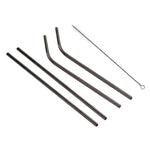 4pcs Reusable Stainless Steel Drinking Straw + Cleaner Brush Set Kit,  215*6mm, 215*6mm (Combination)