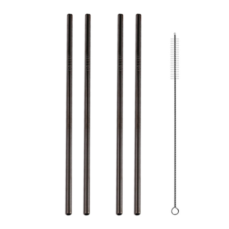 5개 재사용 가능한 스테인리스 스틸 직선 빨대 + 세척 브러시 세트 키트, 266*6mm, 266*6mm (직선)