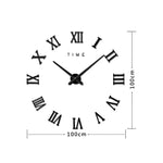 침실 홈 장식 무테 로마 숫자 대형 DIY 벽 스티커 무음 시계, 크기: 100*100cm, M011 (블랙), M011 (골드), M011 (실버)