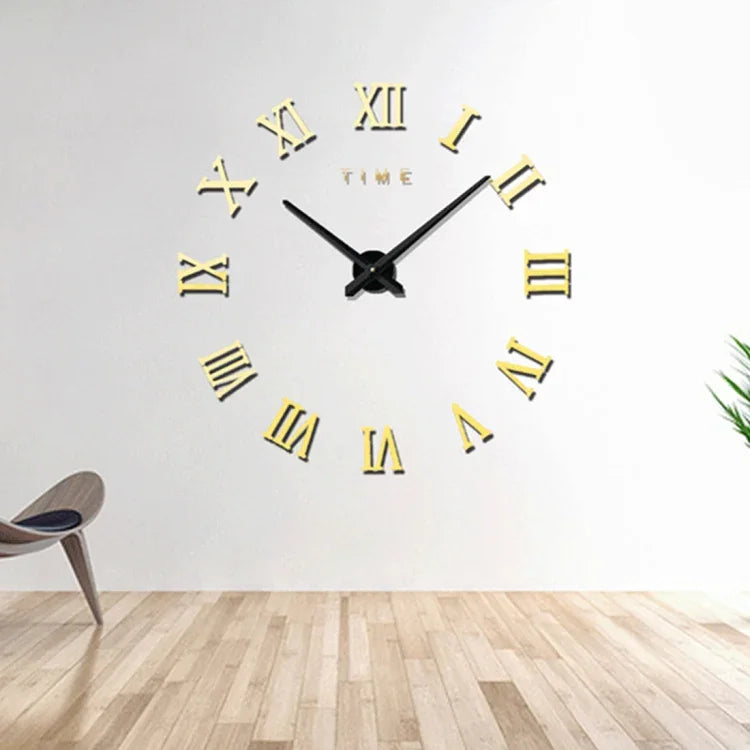 침실 홈 장식 무테 로마 숫자 대형 DIY 벽 스티커 무음 시계, 크기: 100*100cm, M011 (블랙), M011 (골드), M011 (실버)