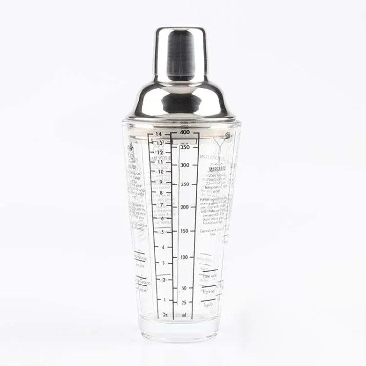 스테인리스 스틸 유리 칵테일 셰이커 도구 밀크티 컵 스케일 포함, 용량: 450ml, 450ml 칵테일 셰이커