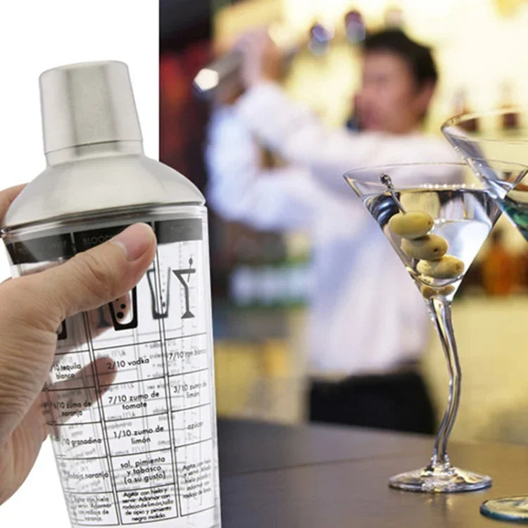 스테인리스 스틸 유리 칵테일 셰이커 도구 밀크티 컵 스케일 포함, 용량: 450ml, 450ml 칵테일 셰이커
