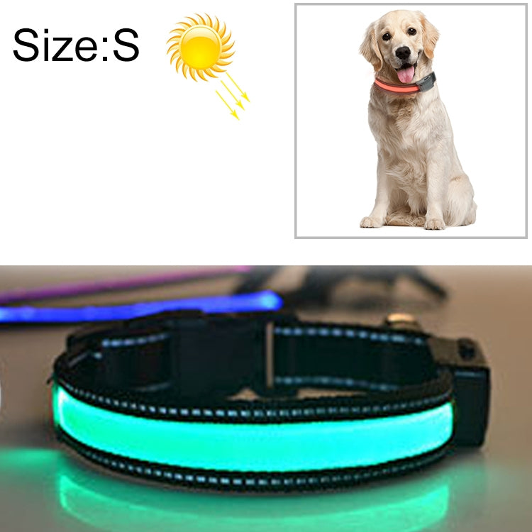 중형 및 대형견 태양광 + USB 충전 LED 라이트 목걸이, 목 둘레 사이즈: S, 35-40cm, 사이즈: S