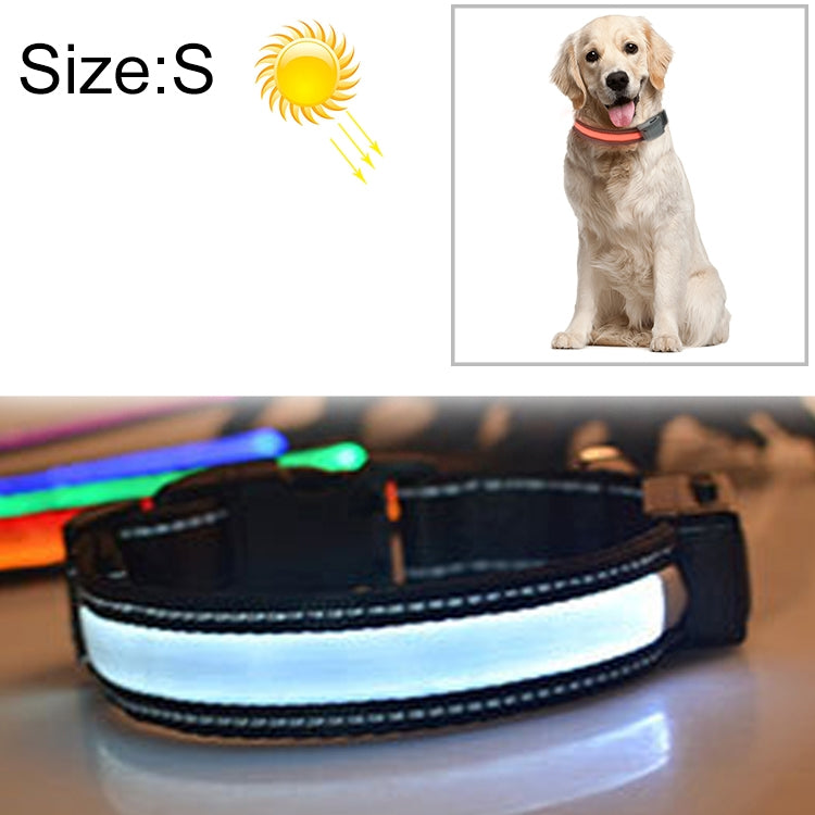 중형 및 대형견 태양광 + USB 충전 LED 라이트 목걸이, 목 둘레 사이즈: S, 35-40cm, 사이즈: S