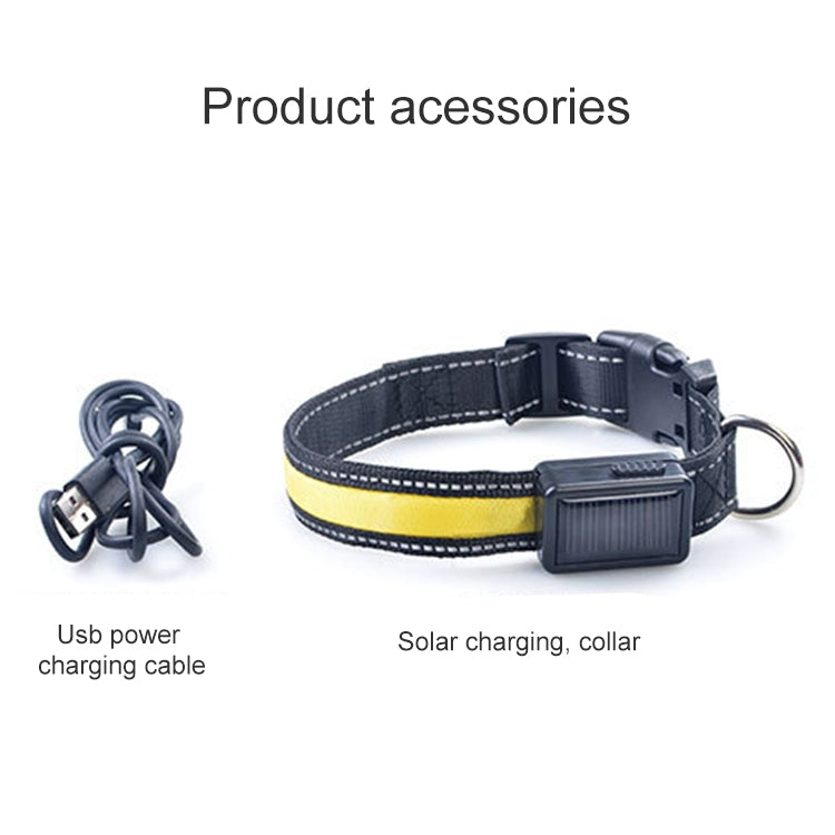 중형 및 대형견 태양광 + USB 충전 LED 라이트 목걸이, 목 둘레 사이즈: L, 50-60cm, 사이즈: L