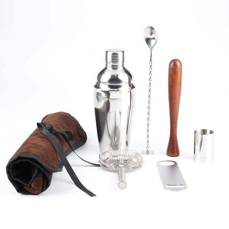 7-in-1 스테인리스 와인 칵테일 셰이커 도구 세트 천 가방 포함, 용량: 350ml, 350ml
