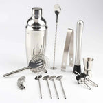 14 in 1 스테인리스 스틸 칵테일 셰이커 도구 세트 대나무 거치대 포함, 용량: 750ml, 750ml, 대나무