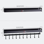50cm 8 Hooks Kitchen Multi-function Wall Hanging Holder Seasoning Storage Rack, 50cm 8 Hooks (Black)