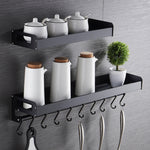 70cm Kitchen Multi-function Wall Hanging Holder Seasoning Storage Rack, 70cm(Black)
