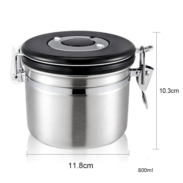 800ml 스테인리스 스틸 밀폐 식품 커피 찌꺼기 콩 보관 용기 내장 CO2 가스 배출 밸브 및 달력 포함