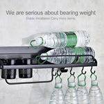 A Version 80cm 2 Cups 10 Hooks Kitchen Multi-function Wall-mounted Condiment Storage Rack, A Version 80cm 2 Cups