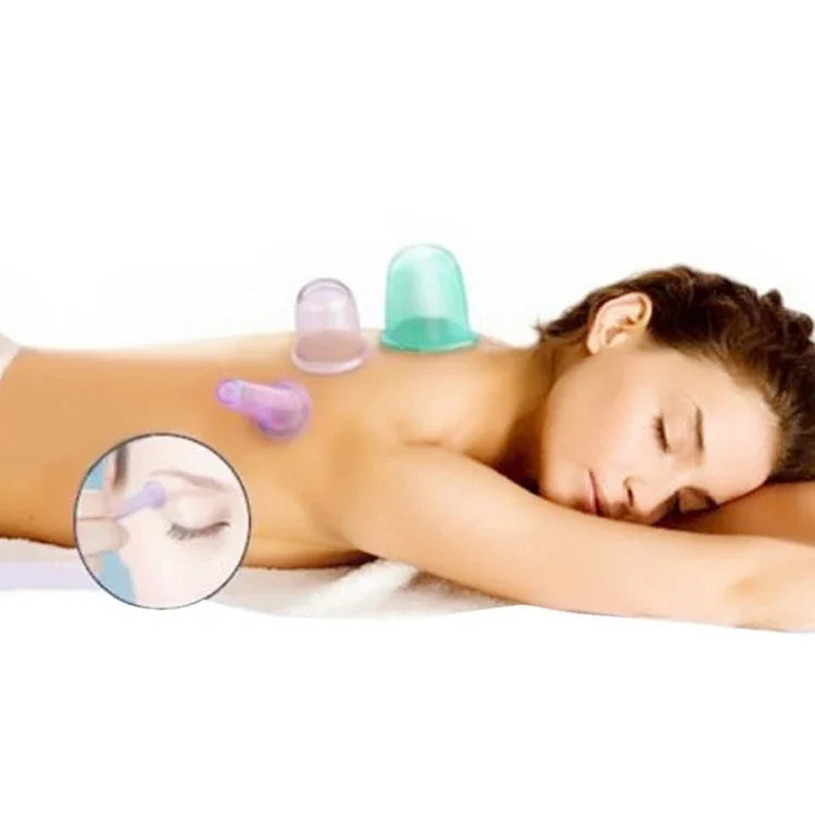 4-in-1 건강 관리 바디 마사지 진공 실리콘 부항컵, 랜덤 색상 배송, 4-in-1