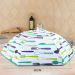 접이식 음식 덮개 음식 보온 알루미늄 호일 덮개, 파란색 식기 패턴, 크기: 60*60*17cm, 파란색