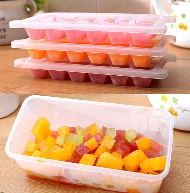 소형 정사각형 얼음 틀 트레이 다층 틀 뚜껑 포함 얼음 보관함, 4층, 4층