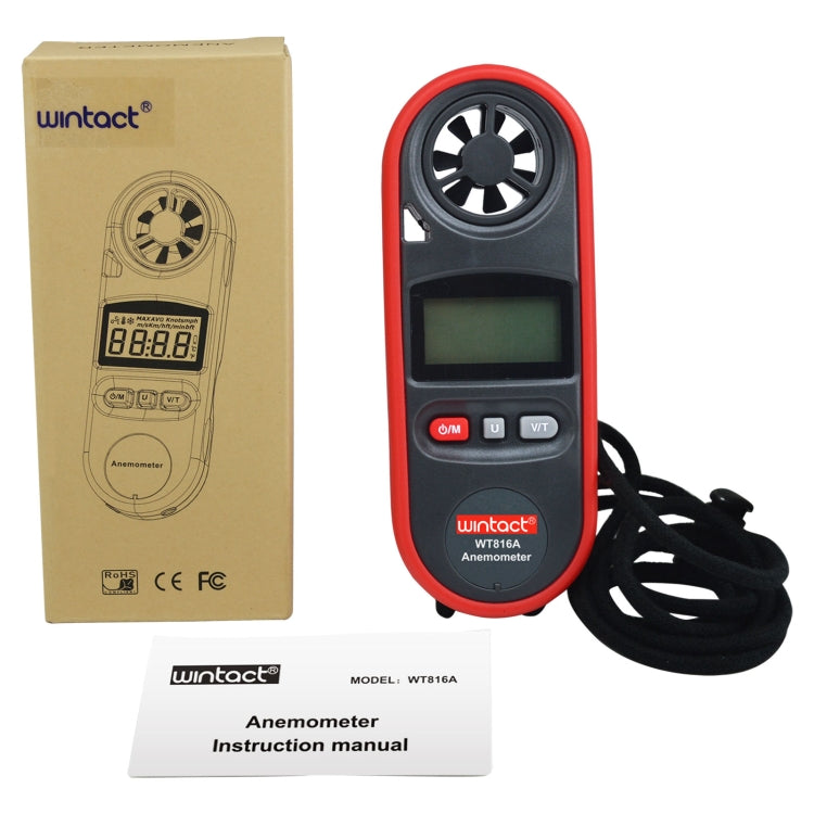 Wintact WT816A 디지털 전자 온도계 풍속계, WT816A