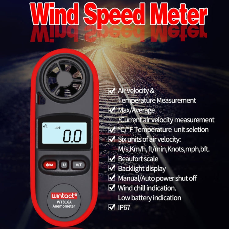Wintact WT816A 디지털 전자 온도계 풍속계, WT816A