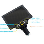 G1200 7인치 LCD 스크린 1200X 휴대용 전자 디지털 데스크탑 스탠드 현미경, 호주 플러그, 리튬 배터리 호주 플러그, 리튬 배터리 유럽 플러그, 리튬 배터리 영국 플러그, 리튬 배터리 미국 플러그