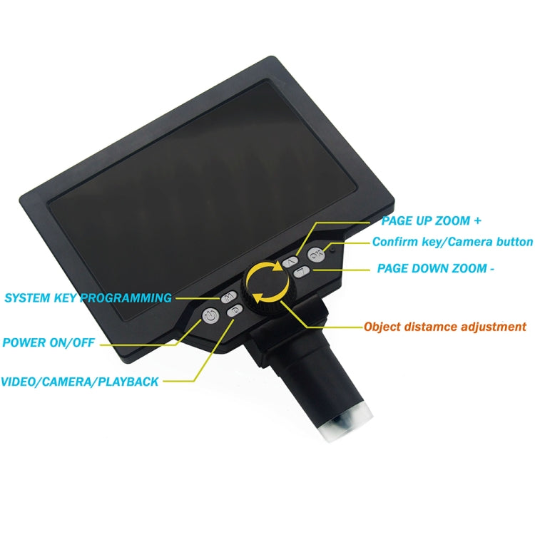 G1200 7인치 LCD 스크린 1200X 휴대용 전자 디지털 데스크탑 스탠드 현미경, 호주 플러그, 리튬 배터리 호주 플러그, 리튬 배터리 유럽 플러그, 리튬 배터리 영국 플러그, 리튬 배터리 미국 플러그
