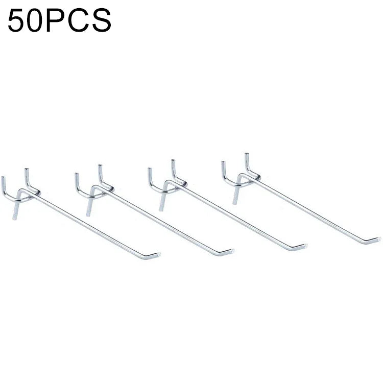 10개 슈퍼마켓 의류 매장 페그보드 슬랫 월 훅 선반 구멍판, 구멍 간격: 2.5cm, 길이: 15cm, 와이어 직경: 3.3mm, 길이: 15cm