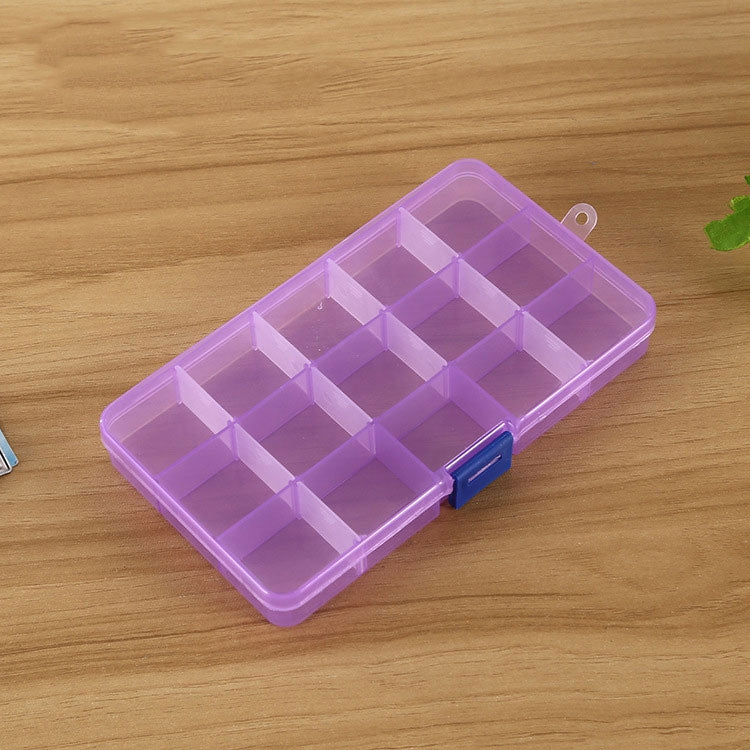 Removable Grid Plastic 15 Slots Box Organizer for Jewelry Earring Fishing Hook Small Accessories, 15 Slots (White+Pink), 15 Slots (Purple+Blue), 15 Slots (Baby Blue+Blue), 15 Slots (White+Blue)