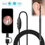 i96 3 in 1 USB 귀 내시경 검사 HD 0.3MP 카메라 시각 귀 스푼 OTG 안드로이드 폰 & PC & 맥북용, 1.85m 길이 케이블, 3 in 1 블랙 0.3MP