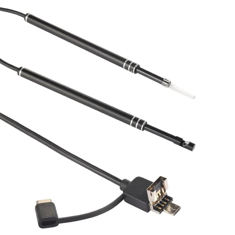 i96 3 in 1 USB 귀 내시경 검사 HD 0.3MP 카메라 시각 귀 스푼 OTG 안드로이드 폰 & PC & 맥북용, 1.85m 길이 케이블, 3 in 1 블랙 0.3MP
