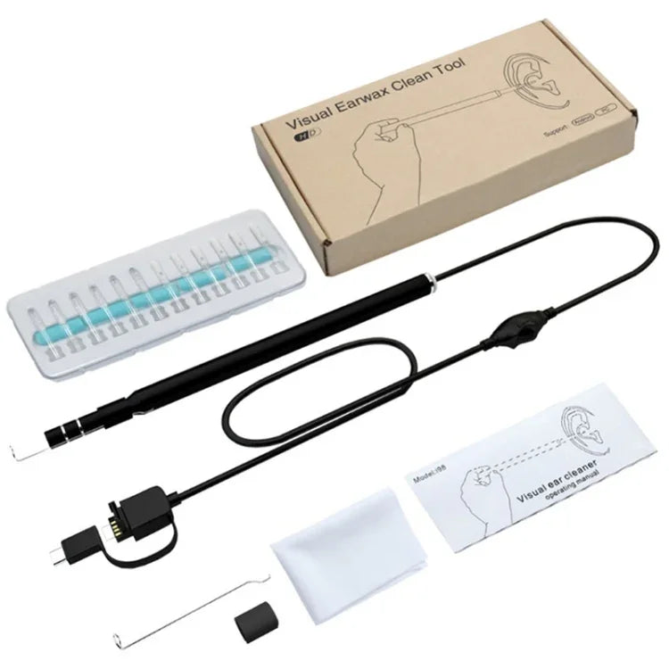i95 3 in 1 USB 귀 내시경 검사 HD 0.3MP 카메라 시각 귀 스푼 OTG 안드로이드 폰 & PC & 맥북용, 1.75m 길이 케이블, 3 in 1 화이트 0.3MP