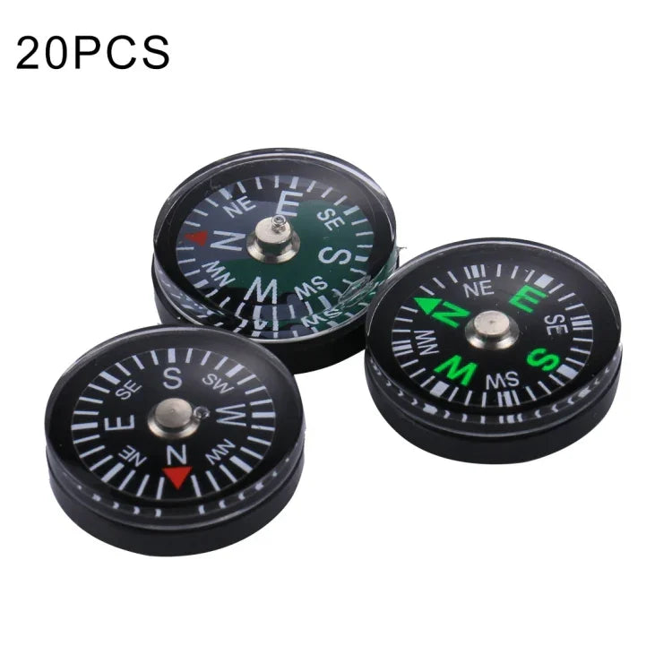 20개 20mm 야외 스포츠 캠핑 하이킹 포인터 가이드 플라스틱 나침반 하이커 내비게이션, 무작위 색상 배송, 20mm