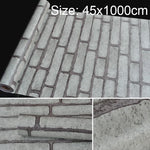 회색 벽돌 창의적인 3D 석재 벽돌 장식 벽지 스티커 침실 거실 벽 방수 벽지 롤, 크기: 45 x 1000cm, 회색 벽돌