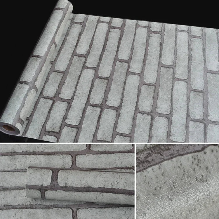 회색 벽돌 창의적인 3D 석재 벽돌 장식 벽지 스티커 침실 거실 벽 방수 벽지 롤, 크기: 45 x 1000cm, 회색 벽돌