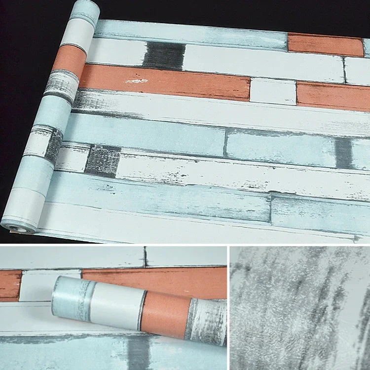 목재 돌 창의적 3D 돌 벽돌 장식 벽지 스티커 침실 거실 벽 방수 벽지 롤, 크기: 45 x 1000cm, 목재 돌