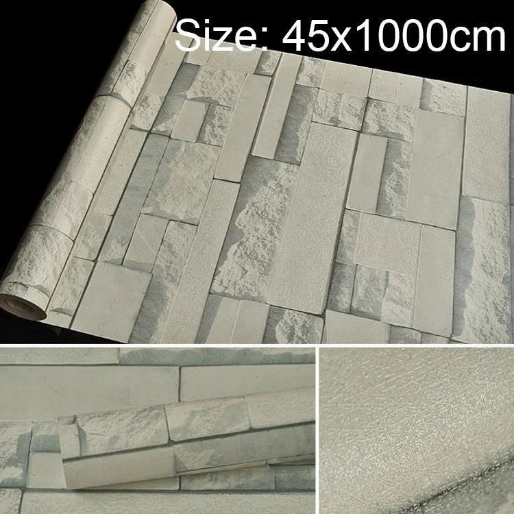 청운석 창의적인 3D 석재 벽돌 장식 벽지 스티커 침실 거실 벽 방수 벽지 롤, 크기: 45 x 1000cm, 청운석