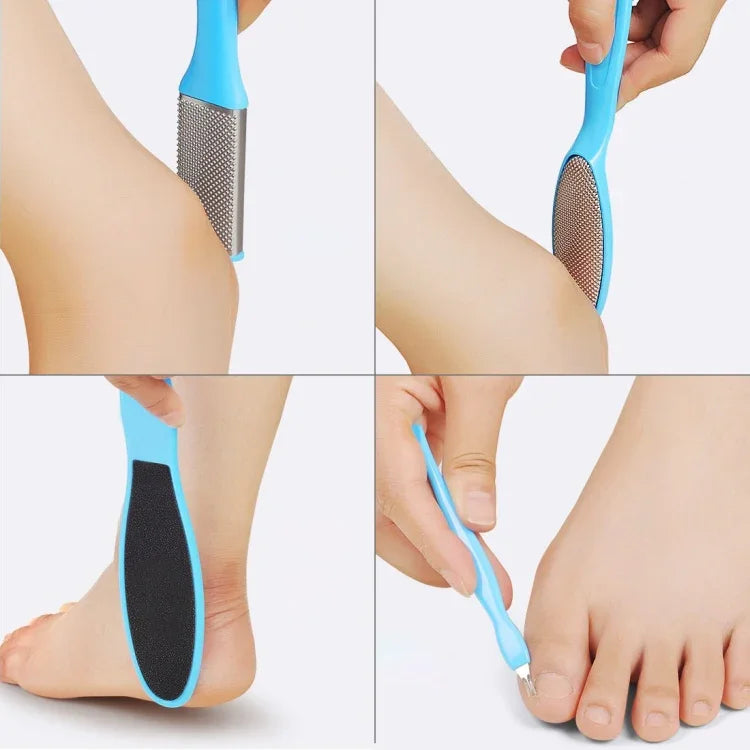 8 in 1 딱딱한 각질 제거기 스크레이퍼 페디큐어 줄 도구 휴대용 큐티클 푸셔 네일 발 관리 도구, 8 in 1