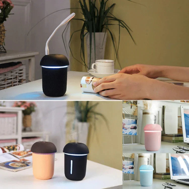 3-in-1 다기능 USB 충전 버섯 모양 전기 아로마 에센셜 초음파 아로마테라피 쿨 미스트 가습기 확장 USB 포트 포함