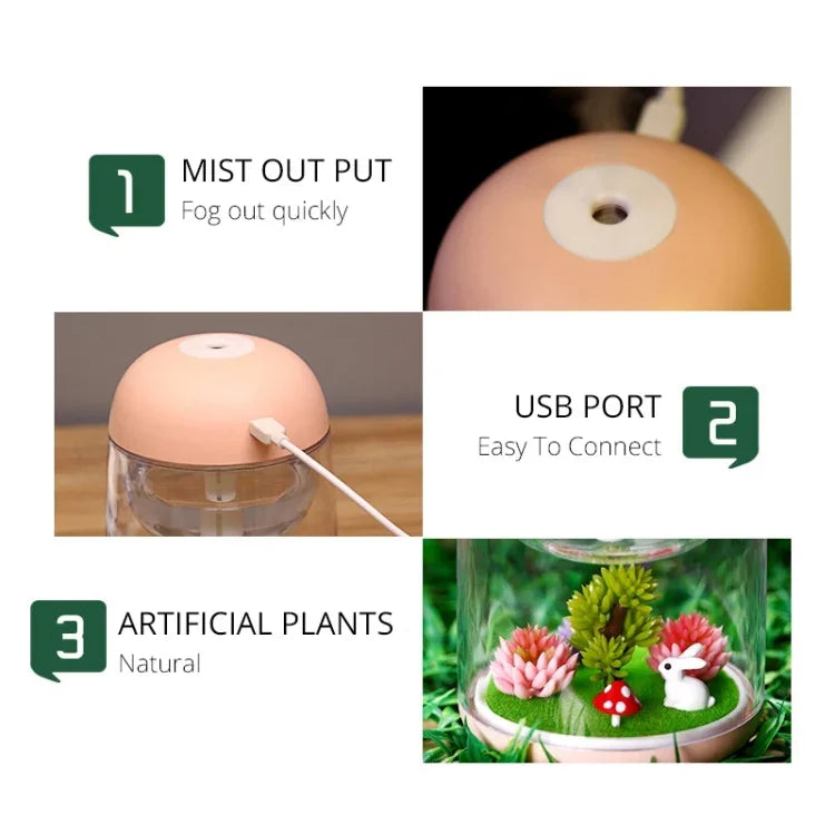 Imycoo WT602 2W 휴대용 미니 마이크로 조경 디자인 USB 충전 아로마테라피 가습기 LED 컬러 라이트, 물탱크 용량: 180ml, DC 5V