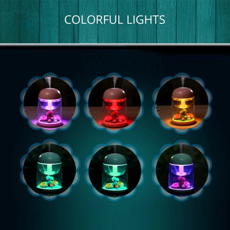 Imycoo WT602 2W 휴대용 미니 마이크로 조경 디자인 USB 충전 아로마테라피 가습기 LED 컬러 라이트, 물탱크 용량: 180ml, DC 5V