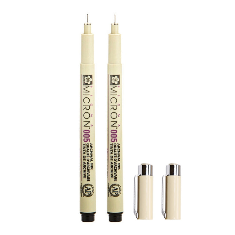 2개입 아카이벌 피그먼트 잉크 드로잉 파인라이너 펜 닙 만화 마이크론 펜, 0.5mm, 0.25mm, 0.3mm, 0.35mm, 0.45mm