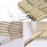 2개입 아카이벌 피그먼트 잉크 드로잉 파인라이너 펜 닙 만화 마이크론 펜, 0.5mm, 0.25mm, 0.3mm, 0.35mm, 0.45mm