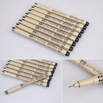 2개입 아카이벌 피그먼트 잉크 드로잉 파인라이너 펜 닙 만화 마이크론 펜, 0.5mm, 0.25mm, 0.3mm, 0.35mm, 0.45mm