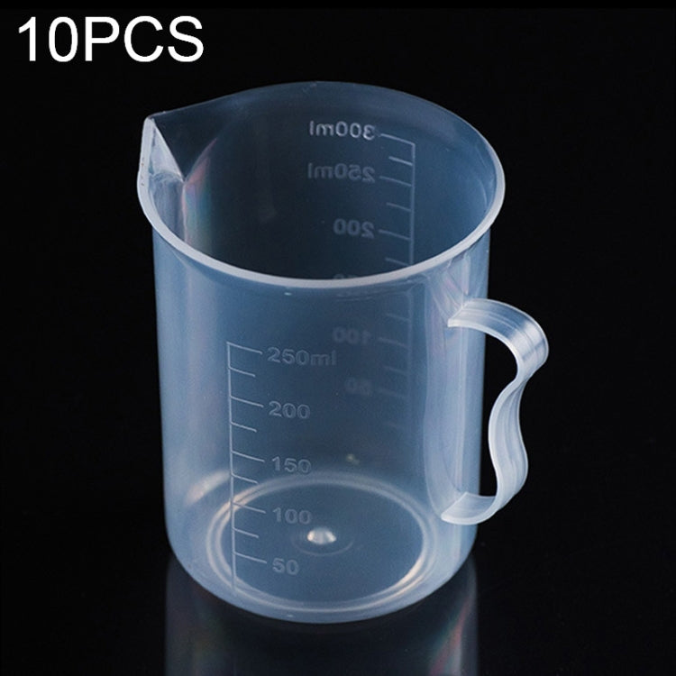 10개입 250ml 식품 등급 PP 플라스틱 플라스크 디지털 계량컵 원통형 눈금 측정 유리 실험실 도구, 250ml