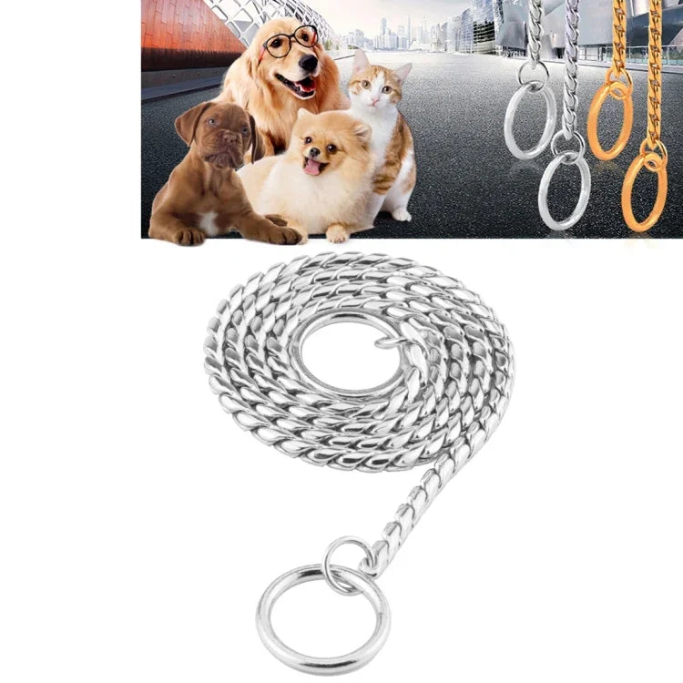 애완동물 목걸이 애완견 목 스트랩 개 넥밴드 스네이크 체인 개 체인 견고한 금속 체인 개 목걸이, 길이:55cm, 55cm