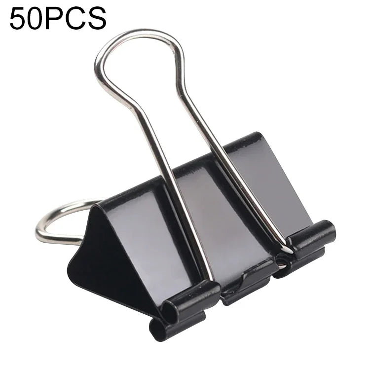 50개 32mm 블랙 메탈 클립 노트 편지 종이 클립 사무용 바인드, 50개 / 32mm