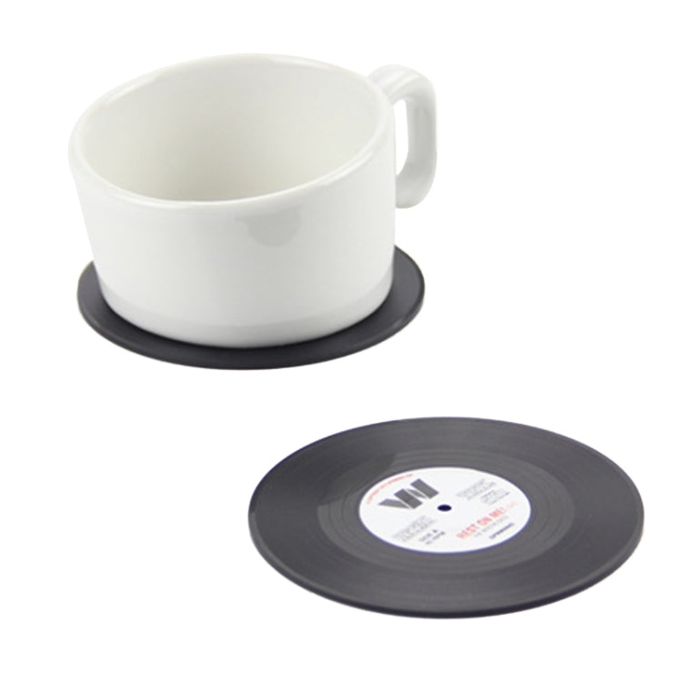 6개 세트 레트로 블랙 비닐 CD 레코드 음료 코스터 홈 테이블 컵 매트 장식 커피 음료 식탁 매트 식기 회전, 지름: 10.7cm, 6개 컵 매트