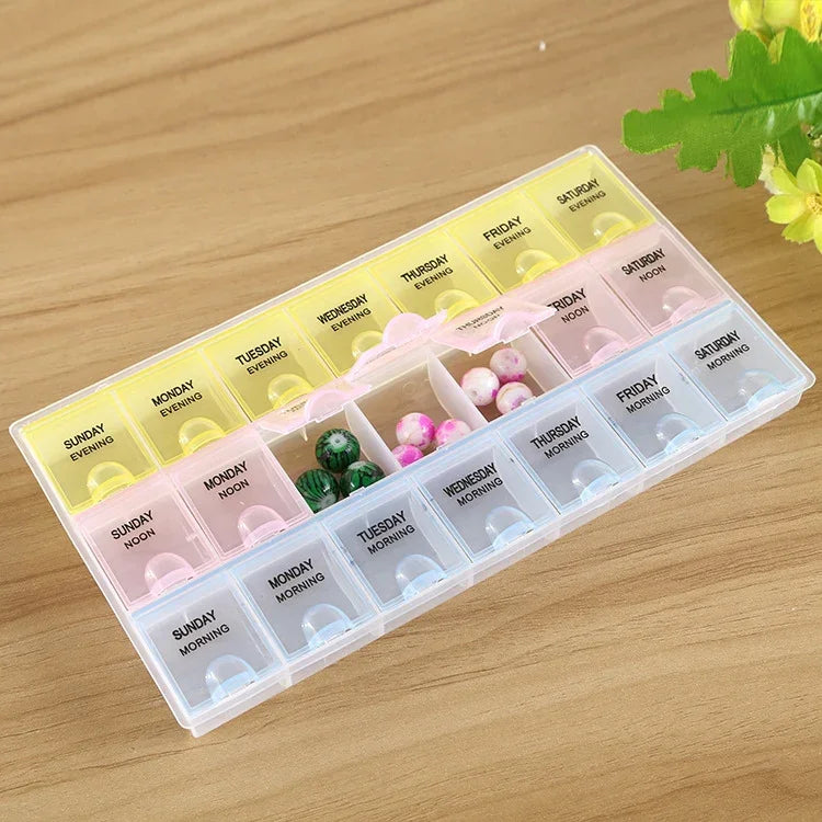 7일 21칸 알약 약 보관함 비타민 정리함