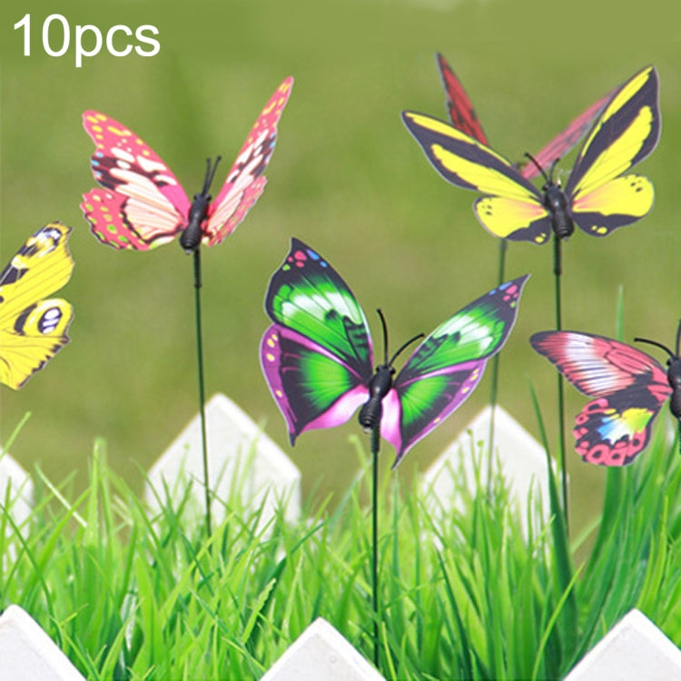 10pcs Colorful Butterflies Garden Ornament Flowerpot Plant Decor Butterfly Stick Garden Decoration Simulation Butterfly, Random Color Delivery, Colorful Butterflies Ornament